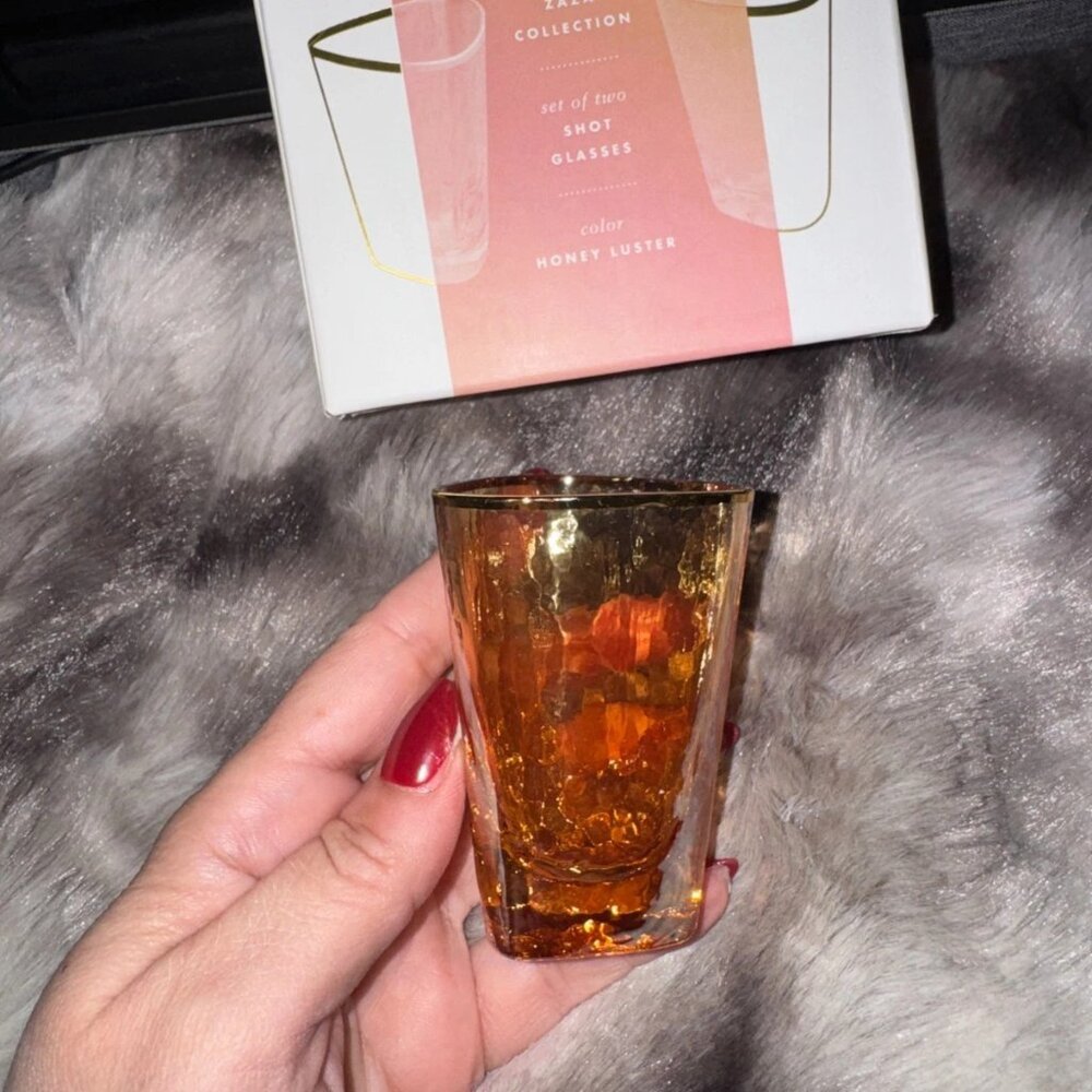 Anthropologie Zaza Collection Honey Luster Shot Glasses Set Of 2 - Picture 5 of 6